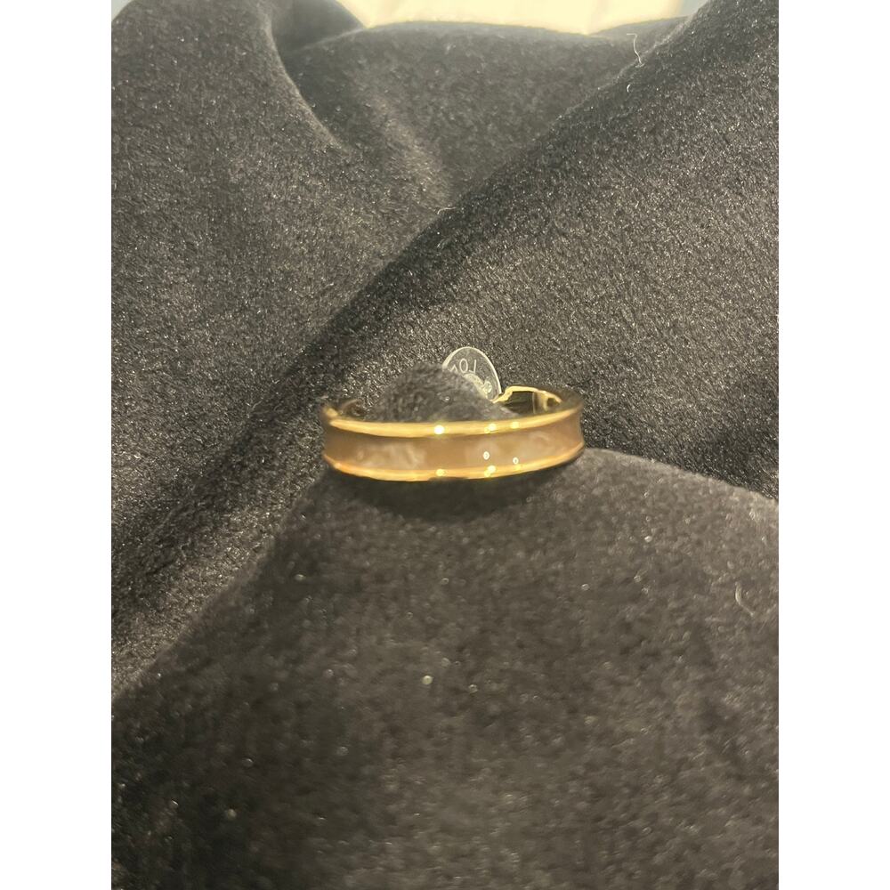 NWT Ann Taylor Loft Brown Enamel and Gold 1" Hoop Earrings with post-back - Picture 2 of 8